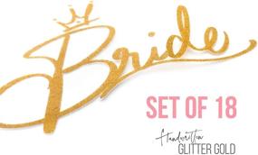 img 2 attached to 🎉 EKOI Bridal Iron on Transfers - 18 PC Bride Mother Bridesmaid Maid of Honor Heat Vinyl Decal Stickers Patches Fabric Transfer for Bachelorette Wedding Shower Party Shirts Mask Glitter Gold Letters: Premium Quality Bridal Party Iron-Ons