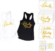 🎉 ekoi bridal iron on transfers - 18 pc bride mother bridesmaid maid of honor heat vinyl decal stickers patches fabric transfer for bachelorette wedding shower party shirts mask glitter gold letters: premium quality bridal party iron-ons logo