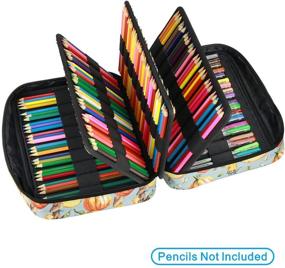 img 2 attached to 🎃 YOUSHARES Colored Pencil Case 220 Slot Pen Organizer with Wrap & Zipper, Multilayer Holder for Prismacolor Pencils & Gel Pens (Pumpkin)