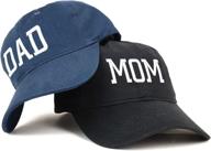 🎩 trendy apparel shop: capital mom and dad soft cotton couple 2 pc cap set - stylish and comfortable headwear for trendy parents logo