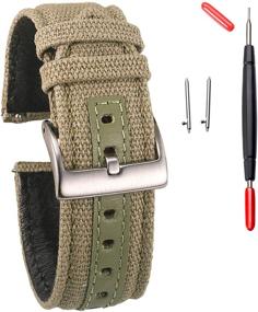 img 4 attached to Hemsut Canvas Release Military Replacement Men's Watches for Watch Bands