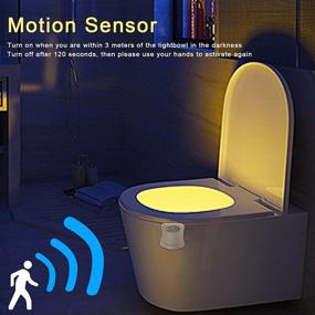 img 3 attached to 🚽 HeyMate Toilet Light Motion Sensor - Set of 2 LED Toilet Bowl Lights with 8 Colors Changing - Battery not included - Ideal for Brightening up your Bathroom at Night