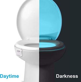 img 2 attached to 🚽 HeyMate Toilet Light Motion Sensor - Set of 2 LED Toilet Bowl Lights with 8 Colors Changing - Battery not included - Ideal for Brightening up your Bathroom at Night