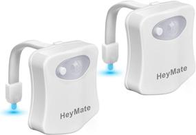 img 4 attached to 🚽 HeyMate Toilet Light Motion Sensor - Set of 2 LED Toilet Bowl Lights with 8 Colors Changing - Battery not included - Ideal for Brightening up your Bathroom at Night