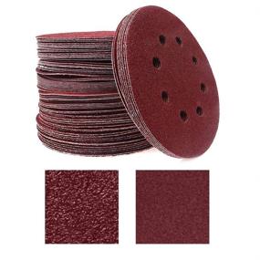 img 1 attached to 80 Pack 5 inch Sanding Discs Kit 8 Hole Sander for Drill | Polishing Pad with Hook and Loop Plate | Variety of Grit Sizes: 60, 80, 120, 180, 240, 400, 600, 800 | High-Quality Sandpaper Abrasive Tool