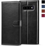 kilino galaxy s10 wallet case – rfid blocking, 📱 pu leather, shock-absorbent bumper, card slots, magnetic closure – black logo