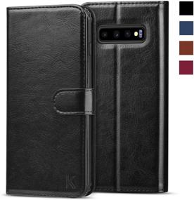 img 4 attached to KILINO Galaxy S10 Wallet Case – RFID Blocking, 📱 PU Leather, Shock-Absorbent Bumper, Card Slots, Magnetic Closure – Black