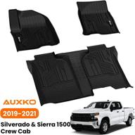 🚗 auxko floor mats liners tpe all-weather guard for 2019-2021 chevrolet silverado/gmc sierra 1500 crew cab with carpeted factory storage box - heavy duty 1st & 2nd row logo