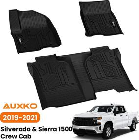 img 4 attached to 🚗 Auxko Floor Mats Liners TPE All-Weather Guard for 2019-2021 Chevrolet Silverado/GMC Sierra 1500 Crew Cab with Carpeted Factory Storage Box - Heavy Duty 1st & 2nd Row