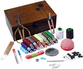 img 3 attached to 🔧 BTU Sewing Kit Box Basket: Complete Sewing Repair Tool Set with Wooden Hand, Ideal for Beginners in Universal Sewing - Accessories for Women, Men, Adults, and Kids