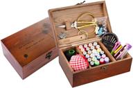 🔧 btu sewing kit box basket: complete sewing repair tool set with wooden hand, ideal for beginners in universal sewing - accessories for women, men, adults, and kids logo