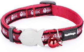 img 1 attached to 🐟 Stylish and Adjustable Red Dingo CC-SK-RE-SM Designer Cat Collar in Fishbone Red