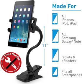 img 3 attached to Macally Adjustable Gooseneck Tablet Holder & Phone Clip - Convenient Phone and Tablet Mount for Desks - Compatible with Phones & Tablets up to 8 inches - Sturdy Clamp for Thick Desks - Black