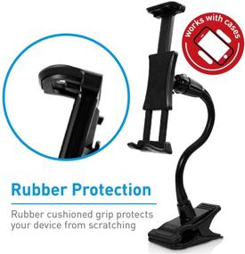 img 1 attached to Macally Adjustable Gooseneck Tablet Holder & Phone Clip - Convenient Phone and Tablet Mount for Desks - Compatible with Phones & Tablets up to 8 inches - Sturdy Clamp for Thick Desks - Black