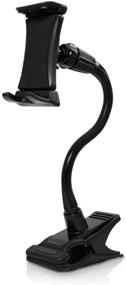 img 4 attached to Macally Adjustable Gooseneck Tablet Holder & Phone Clip - Convenient Phone and Tablet Mount for Desks - Compatible with Phones & Tablets up to 8 inches - Sturdy Clamp for Thick Desks - Black