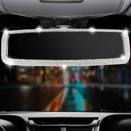 🌟 cute rear view mirror cover: bling car mirror accessories with vanity mirror, perfect for women's interior logo