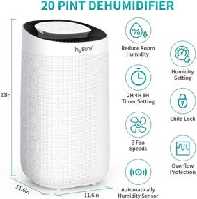 img 1 attached to 🌧️ Hysure 20 Pint Dehumidifier for Basements and Living Spaces, 1,500 Sq. Ft Dehumidifier with Water Tank and Drain Hose, Advanced Humidity Control, Continuous Drainage for Living Room and Closet