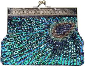 img 4 attached to 🦚 BABEYOND 1920s Gatsby Flapper Peacock Clutch: Sequined Evening Handbag with Beaded Accents