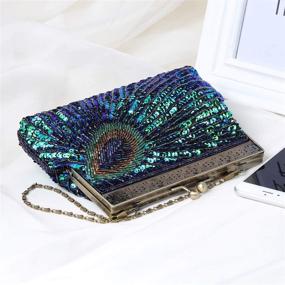 img 1 attached to 🦚 BABEYOND 1920s Gatsby Flapper Peacock Clutch: Sequined Evening Handbag with Beaded Accents
