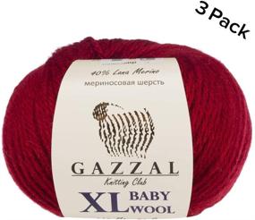 img 1 attached to 🧶 3 Пачки (мотка) Пряжи Gazzal Baby Wool XL - Супер мягкая и средняя толщина, цвет красный 816, 328 ярдов - 40% мериносовая шерсть.