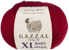 img 3 attached to 🧶 3 Пачки (мотка) Пряжи Gazzal Baby Wool XL - Супер мягкая и средняя толщина, цвет красный 816, 328 ярдов - 40% мериносовая шерсть.