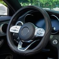 🚗 zatooto black soft sport auto universal car leather steering wheel cover - 15 inch interior accessories protector nonslip for men and women logo