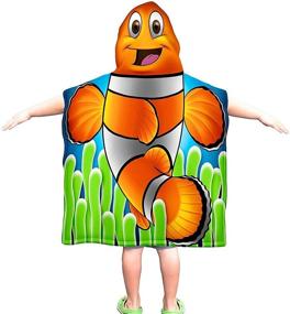 img 1 attached to 🤡 Super Soft Clownfish Cotton Hooded Poncho Bath Beach Pool Towel for Kids