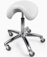 💆 upgrade your salon experience with our professional spa saddle chair and rolling stool. this saddle salon chair features wheels, plush cushion, and a sturdy metal framework. logo