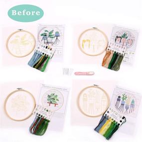 img 2 attached to 🧵 Beginner Embroidery Kit - Set of 4, DIY Cross Stitch Kits with 4 Bamboo Hoops, Plants Flowers Patterns, and Threads - Easy Learning Option for Embroidery Beginners