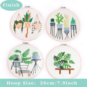img 3 attached to 🧵 Beginner Embroidery Kit - Set of 4, DIY Cross Stitch Kits with 4 Bamboo Hoops, Plants Flowers Patterns, and Threads - Easy Learning Option for Embroidery Beginners