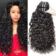 💦 yavida water wave brazilian remy hair bundles - wet and wavy cheap curly weave human hair bundles, 12 14 16 inch, 1b color logo