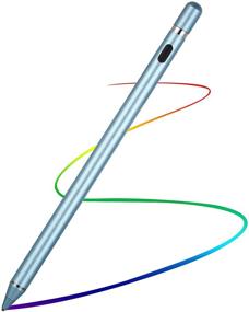 img 4 attached to Цифровой карандаш для сенсорных экранов, перезаряжаемая тонкая стилусная ручка для iPhone, iPad и планшетов - синего цвета.