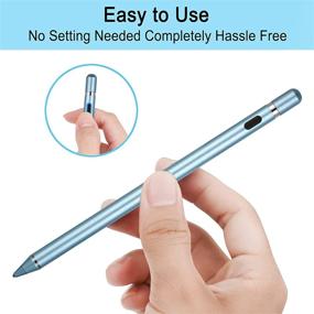 img 1 attached to Цифровой карандаш для сенсорных экранов, перезаряжаемая тонкая стилусная ручка для iPhone, iPad и планшетов - синего цвета.