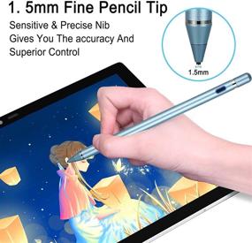 img 3 attached to Цифровой карандаш для сенсорных экранов, перезаряжаемая тонкая стилусная ручка для iPhone, iPad и планшетов - синего цвета.