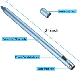 img 2 attached to Цифровой карандаш для сенсорных экранов, перезаряжаемая тонкая стилусная ручка для iPhone, iPad и планшетов - синего цвета.