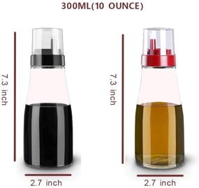 img 3 attached to 🍶 PURPLECROWN 11oz Glass Olive Oil & Vinegar Dispenser Set: Leakproof Non-Drip Spout Seasoning Bottle for Kitchen - Black+Red (2PC)