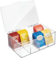 🍵 mdesign plastic stackable tea bag organizer storage bin: convenient kitchen cabinet solution for beverages, cups, and condiments логотип