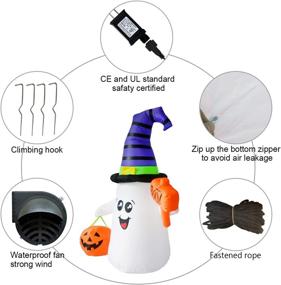 img 1 attached to 👻 5 FT Halloween Inflatable Outdoor Cute Ghost with Dunces Cap - GOOSH Blow Up Yard Decoration with LED Lights Built-in for Holiday, Party, Yard, and Garden - Clearance Sale