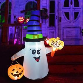 img 4 attached to 👻 5 FT Halloween Inflatable Outdoor Cute Ghost with Dunces Cap - GOOSH Blow Up Yard Decoration with LED Lights Built-in for Holiday, Party, Yard, and Garden - Clearance Sale