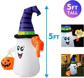 img 2 attached to 👻 5 FT Halloween Inflatable Outdoor Cute Ghost with Dunces Cap - GOOSH Blow Up Yard Decoration with LED Lights Built-in for Holiday, Party, Yard, and Garden - Clearance Sale