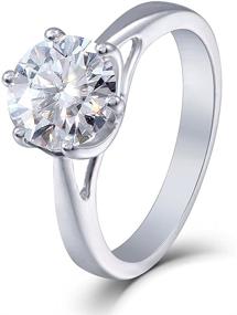 img 4 attached to 💍 DovEggs 10K White Gold 1.0 Carat G-H-I Color 2.8MM Width Moissanite Simulated Diamond Engagement Ring for Women - Stunning Sparkle and Affordable Luxury