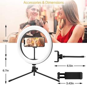 img 2 attached to 📸 10-Inch Mountdog Selfie Circle Ring Light with Stand, Phone Holder, Dimmable 3 Light Modes, 11 Brightness Levels, Remote Control - Desktop USB for Photography, Makeup, YouTube Video, Live Streaming