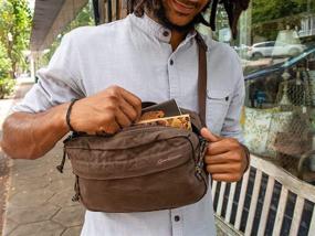 img 2 attached to 🎒 Gootium Men's Crossbody Pack - Canvas Daily Essentials Sling Bag: Compact Shoulder Backpack in Umber