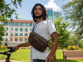 img 1 attached to 🎒 Gootium Men's Crossbody Pack - Canvas Daily Essentials Sling Bag: Compact Shoulder Backpack in Umber