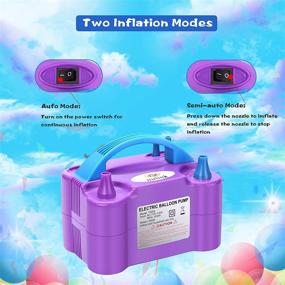 img 1 attached to 💜 NuLink Portable Dual Nozzle Balloon Blower Pump for Decoration, Party [110V~120V, 600W, Purple] - Electric Inflator