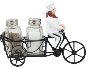 img 2 attached to 🧂 French Bistro Chef Spice Cart Salt and Pepper Shakers Holder - 6" Iron Chef Spice Delivery Figurine for Kitchen Decor