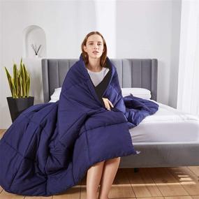 img 2 attached to 🛏️ ELNIDO QUEEN Reversible Lightweight Comforter in Navy/Black - All-Season Duvet Insert or Stand-Alone - Queen Size (88x92 Inch)