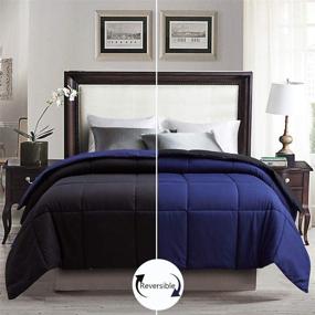 img 3 attached to 🛏️ ELNIDO QUEEN Reversible Lightweight Comforter in Navy/Black - All-Season Duvet Insert or Stand-Alone - Queen Size (88x92 Inch)