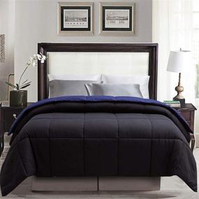 img 4 attached to 🛏️ ELNIDO QUEEN Reversible Lightweight Comforter in Navy/Black - All-Season Duvet Insert or Stand-Alone - Queen Size (88x92 Inch)
