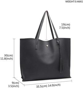 img 2 attached to 👜 Miss Lulu Women's Soft Faux Leather Tote Handbag: Spacious Top Handle Purse with Tassel Detailing for Chic Shopping